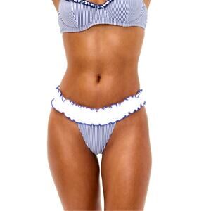Frankies Bikinis Women's Ocean Sofia Striped Micro Bikini Bottom Size M